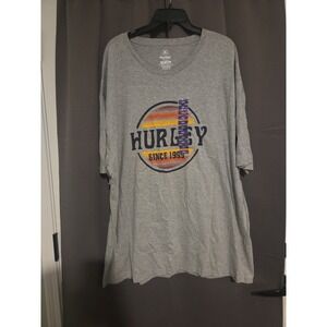 Hurley Gray Graphic T‎ Shirt, Men's XXL, Retro Logo Tee, Short Sleeve, NWT